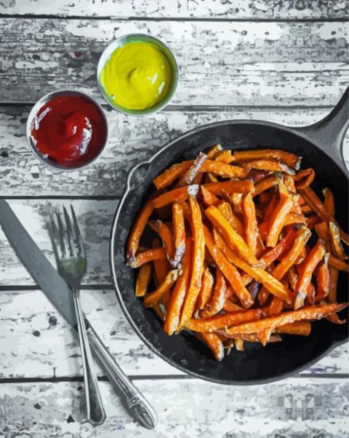 French Fries With Sauces Diamond Paintings