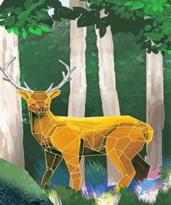 Geometric Gold Deer Diamond Paintings