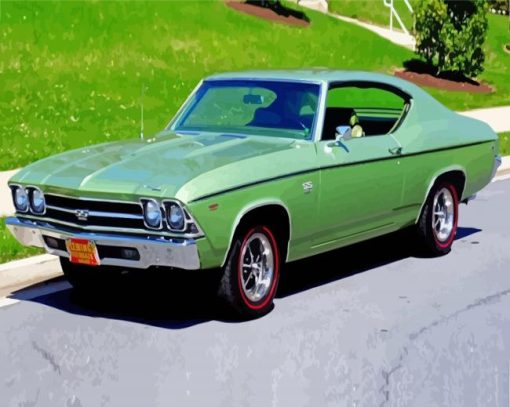 Green 1969 Chevy Chevelle Diamond Painting