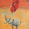 Grey Elephant And Balloons Art Diamond Painting