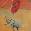 Grey Elephant And Balloons Art Diamond Painting