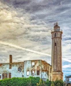 Grey Sky In Alcatraz Island Diamond Paintings