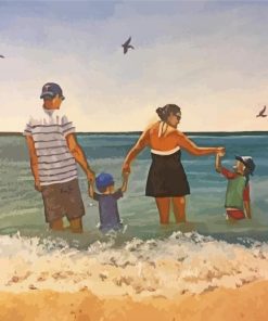 Happy Family Beach Day Diamond Paintings