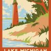 Lake Michigan Indiana Travel Poster Diamond Paintings