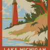 Lake Michigan Indiana Travel Poster Diamond Paintings