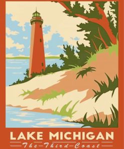 Lake Michigan Indiana Travel Poster Diamond Paintings