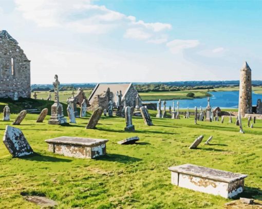 Old Buildings Clonmacnoise Diamond Painting