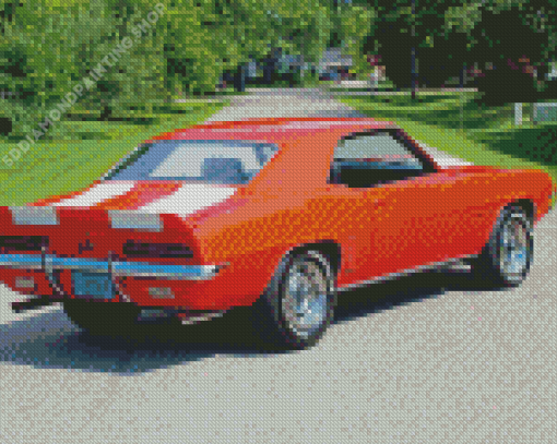 Orange 69 Camaro Diamond Paintings