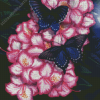 Pink Flowers With Butterflies Diamond Paintings