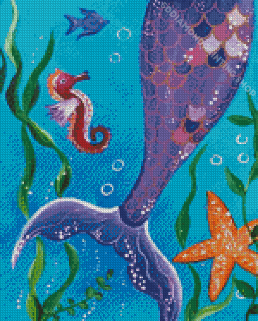 Purple Mermaid Tail Art Diamond Painting