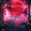 Red Creepy Forest Diamond Paintings