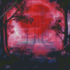 Red Creepy Forest Diamond Paintings