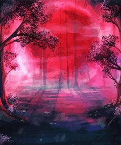 Red Creepy Forest Diamond Paintings