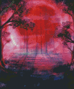 Red Creepy Forest Diamond Paintings