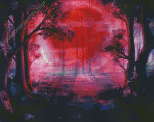 Red Creepy Forest Diamond Paintings