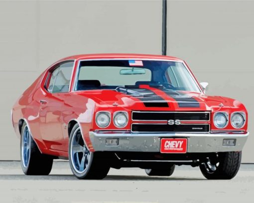 Red Classic Chevy Chevelle Ss Diamond Paintings