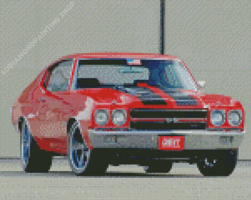 Red Classic Chevy Chevelle Ss Diamond Paintings