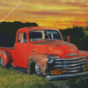 Red Classic Chevy Truck Diamond Painting