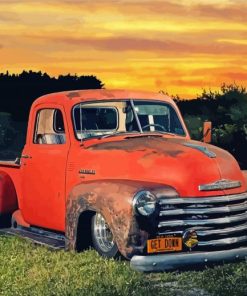 Red Classic Chevy Truck Diamond Painting