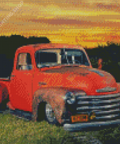 Red Classic Chevy Truck Diamond Painting