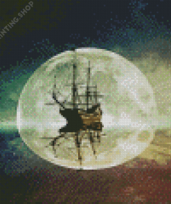 Sailboat Ghost And Moon Diamond Paintings