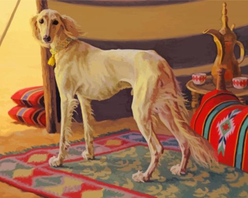 Saluki Dog In Desert Diamond Paintings