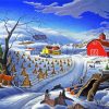 Snowy Winter Farm Art Diamond Paintings