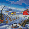 Snowy Winter Farm Art Diamond Paintings