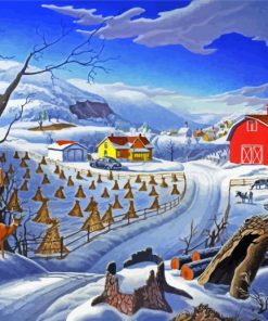 Snowy Winter Farm Art Diamond Paintings