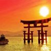 Sunset View Of Torii Gate Diamond Paintings