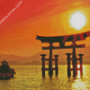 Sunset View Of Torii Gate Diamond Paintings