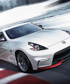 White Nissan 370 Z Car Diamond Paintings