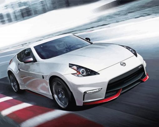 White Nissan 370 Z Car Diamond Paintings