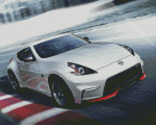 White Nissan 370 Z Car Diamond Paintings