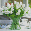 White Tulip Flower Vase Diamond Paintings