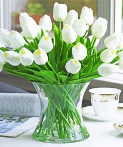 White Tulip Flower Vase Diamond Paintings