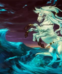 White Sleipnir Horse In Sea Diamond Painting