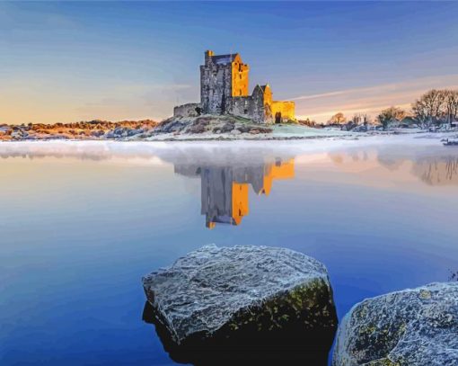 Winter Dunguaire Castle Diamond Painting