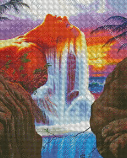 Woman Waterfall Jim Warren Diamond Paintings