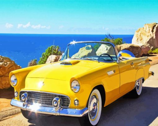 Yellow Tbird Car Diamond Paintings