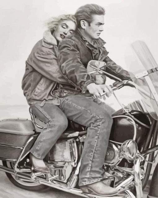 Marilyn And Dean On Motorcycle Diamond Painting