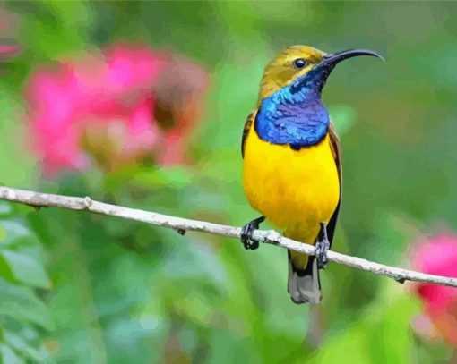 Yellow Sunbird On A Branch Diamond Painting