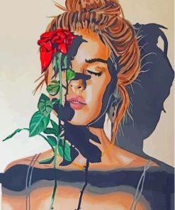 Blonde Woman And Rose Diamond Painting