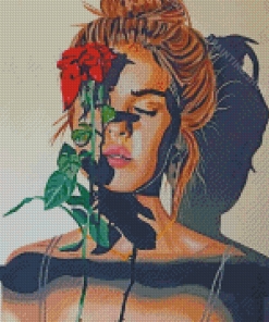 Blonde Woman And Rose Diamond Painting