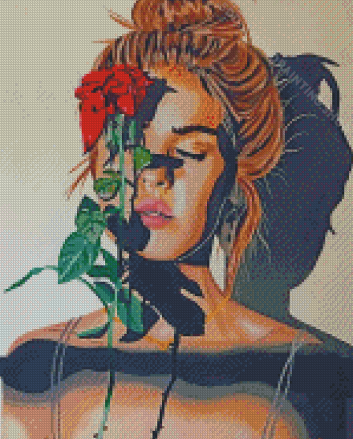 Blonde Woman And Rose Diamond Painting