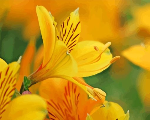 Yellow Alstroemeria Flower Diamond Painting