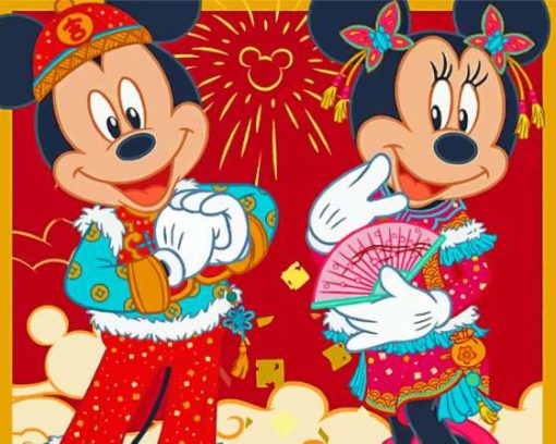 Disney Mickey Mouse And Minnie In Japan Diamond Painting