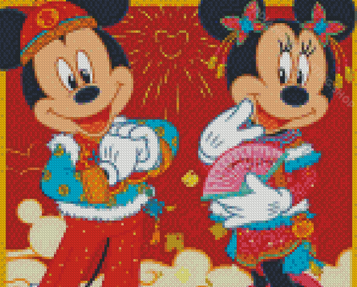 Disney Mickey Mouse And Minnie In Japan Diamond Painting