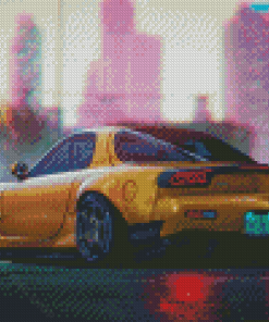 Golden Mazda Rx7 Diamond Painting