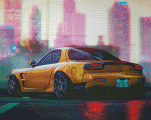 Golden Mazda Rx7 Diamond Painting